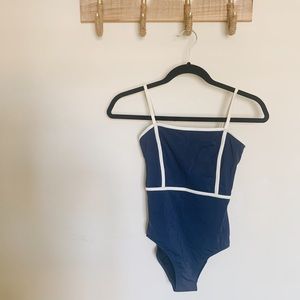 Solid & Striped One-Piece Swimsuit Navy